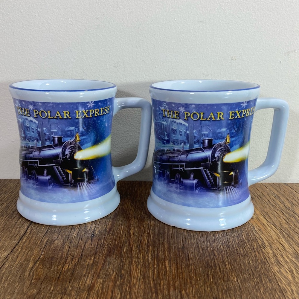 Polar Express Official Collectible Ceramic Mugs Set of 2 Raised Design